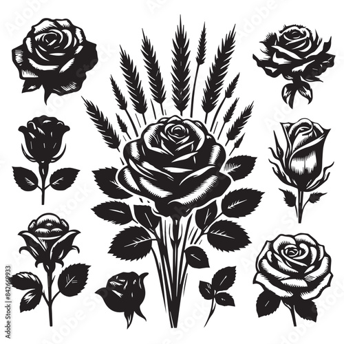 Collection set of  lavender violet stalk of rose roses flower silhouette ,"Lavender Dreams: A Collection of Violet Rose Stems"
"Violet Rose Symphony: A Set of Lavender Rose Bouquets"
"Whispers of Lave