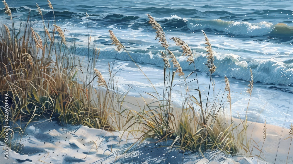 Waves in the sea and sea oats Waves in the sea and sea oats