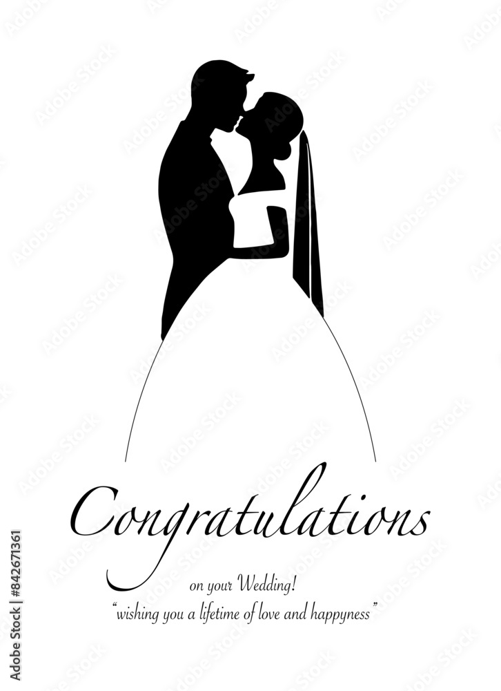 Wedding Wish Card: Congratulations, Best Wishes, Flat Vector Design Wedding Wish Card: Congratulations, Best Wishes, Flat Vector Design