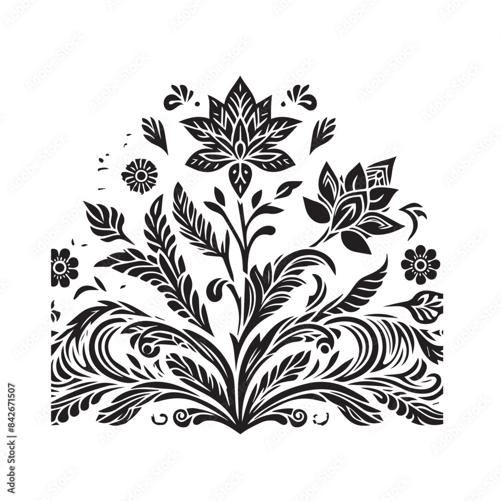 botanical line art pattern vector collection. Laser cut with line ...