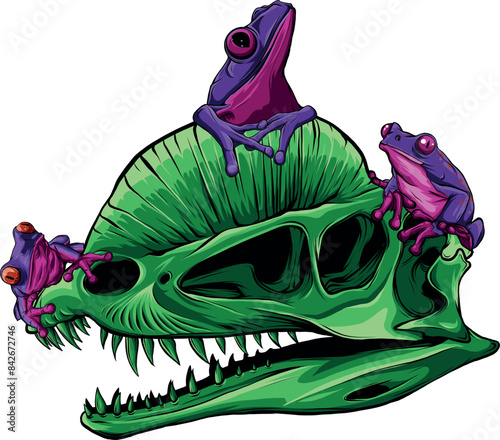 skull of dilophosaurus dinosaur vector illustration design