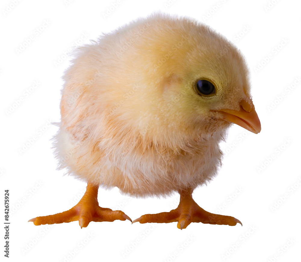 Obraz premium Bright yellow chick squatting