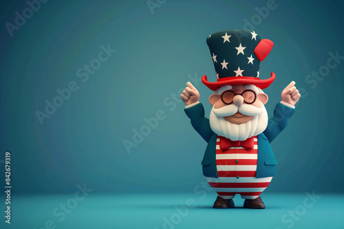 a 3d cartoon of  Celebrating 4th of July Independence Day, Memorial Day, USA