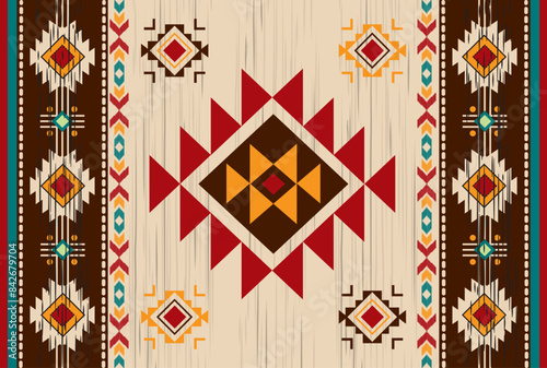 Navajo tribal vector seamless pattern. Native American ornament. Ethnic South Western decor style. Boho geometric ornament. Vector seamless pattern. blanket, rug. Woven carpet illustration,batis