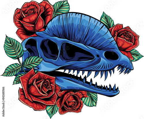 skull of dilophosaurus dinosaur vector illustration design