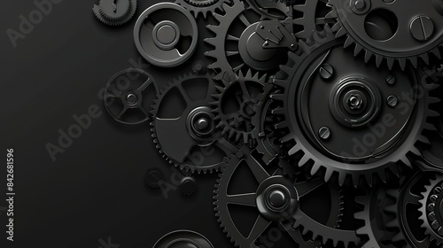 Wallpaper Mural Abstract Background Featuring Gear and Watch Parts in Black and Silver Color Scheme with Metallic Texture. Detailed Close-Up of Mechanical Elements in High-Resolution, Vector Illustration Style for Gr Torontodigital.ca