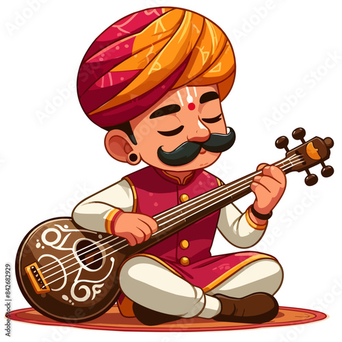 cultural rajasthani folk musician playing music instrument