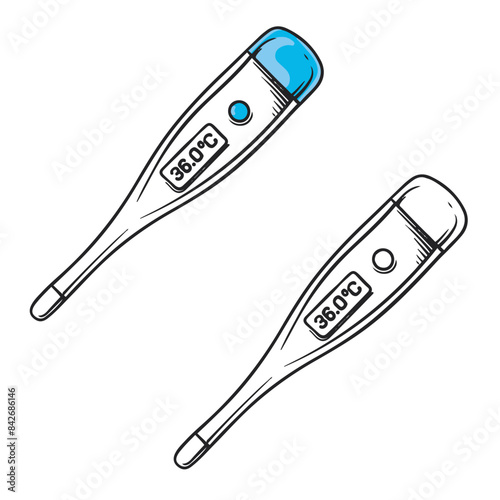 thermometer vector illustration on white background. Simple design outline style. Easy to edit. 