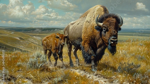 bison on the prairie photo