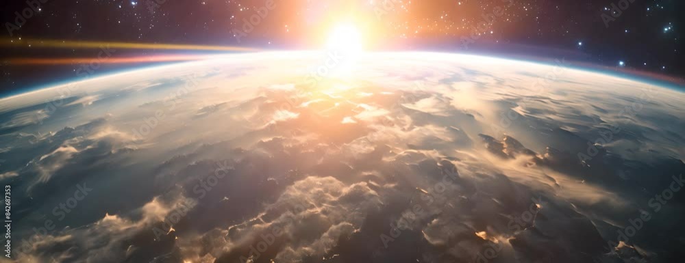 Cinematic shot of planet earth globe clouds and space background. 4K Video