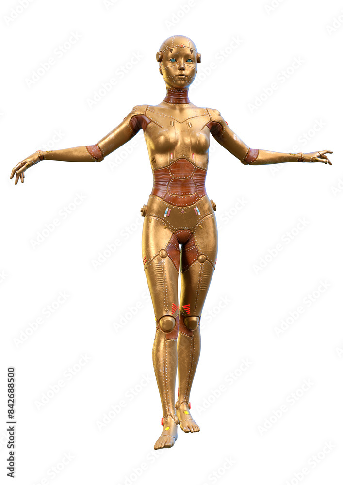 3D Rendering Female Robot on White 3D Rendering Female Robot on White