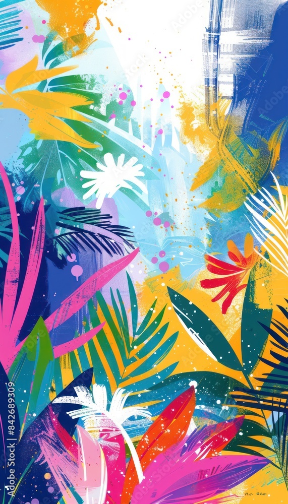 Vibrant Tropical Abstract Painting Vibrant Tropical Abstract Painting