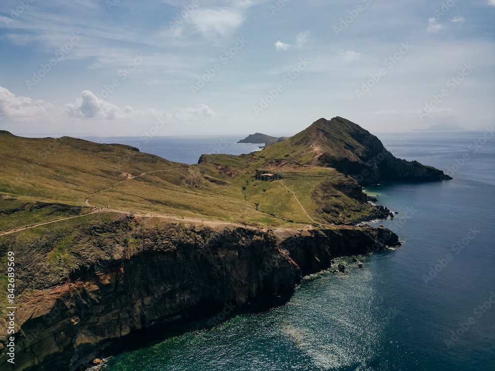 Fototapeta premium aerial shot of the Eastern tip of Madiera, an island in Atlantic, Portugal