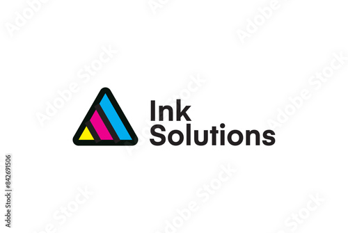 Triangle ink solutions logo design template 