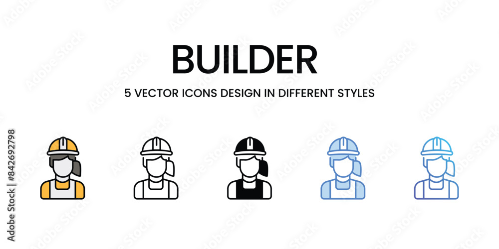 Builder icons vector set stock illustration.