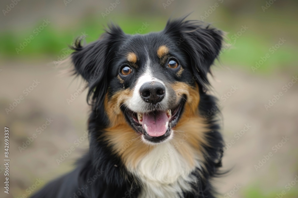 Happy black and tan dog with open mouth Happy black and tan dog with open mouth