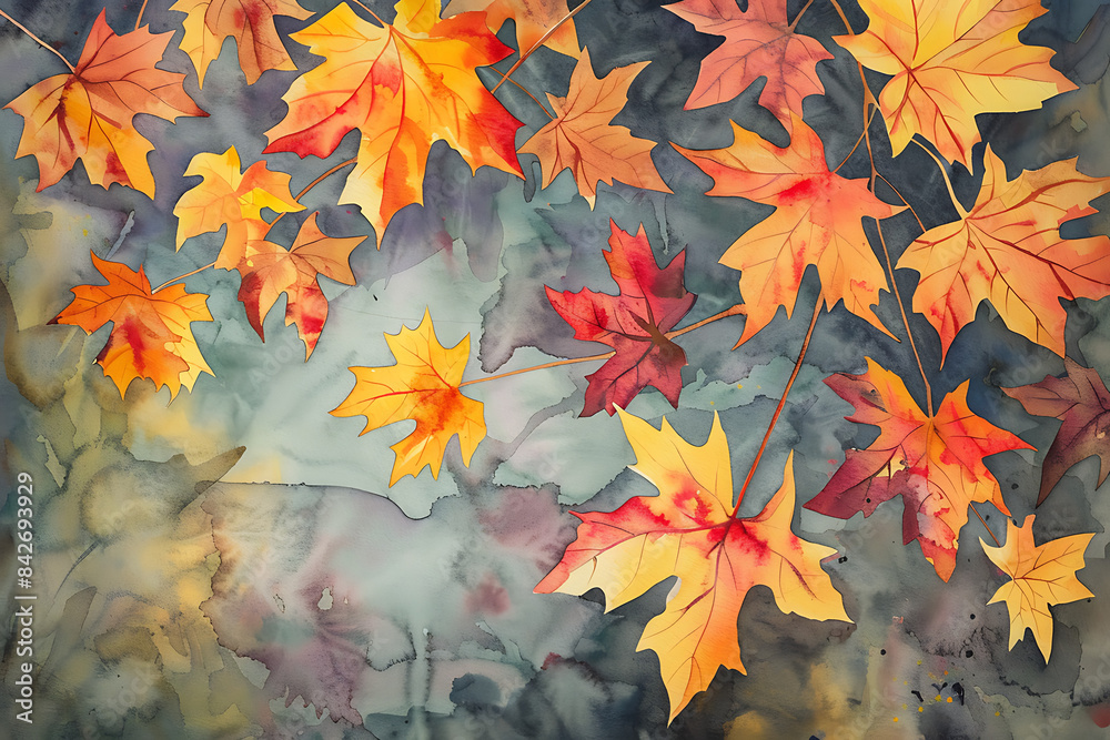 Watercolor fall background Watercolor fall background