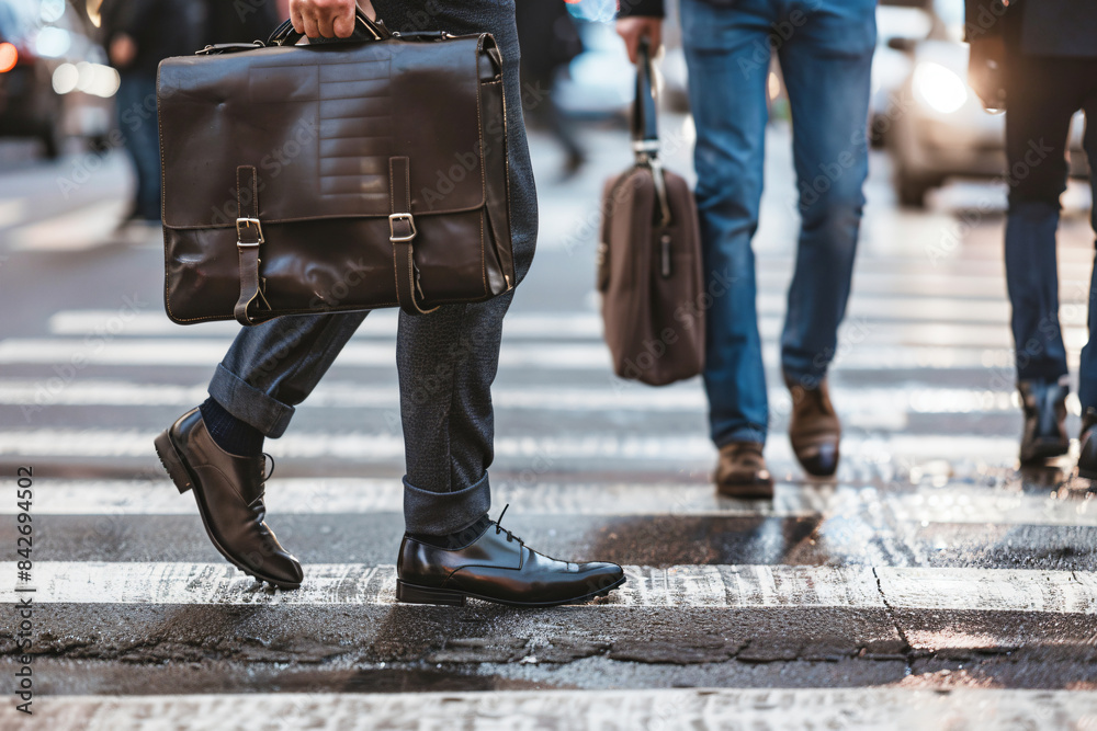 a man in a suit and tie carrying a briefcase