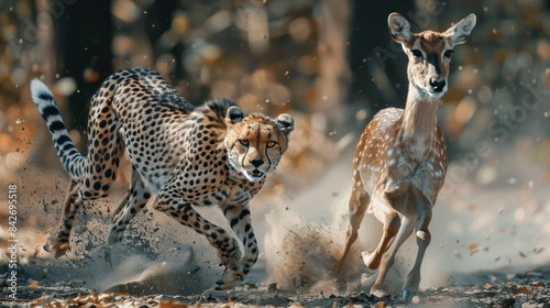 cheetah chases deer photo