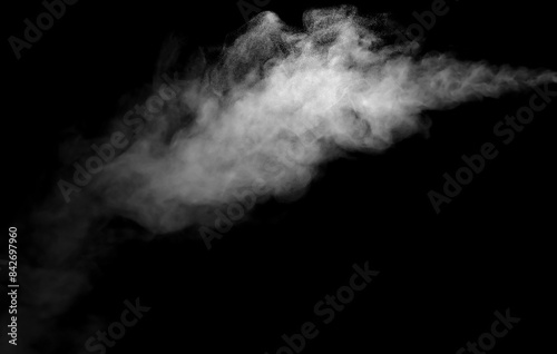 Collection of animated white smoke on black background. Smoke clouds. Isolated abstract lines.