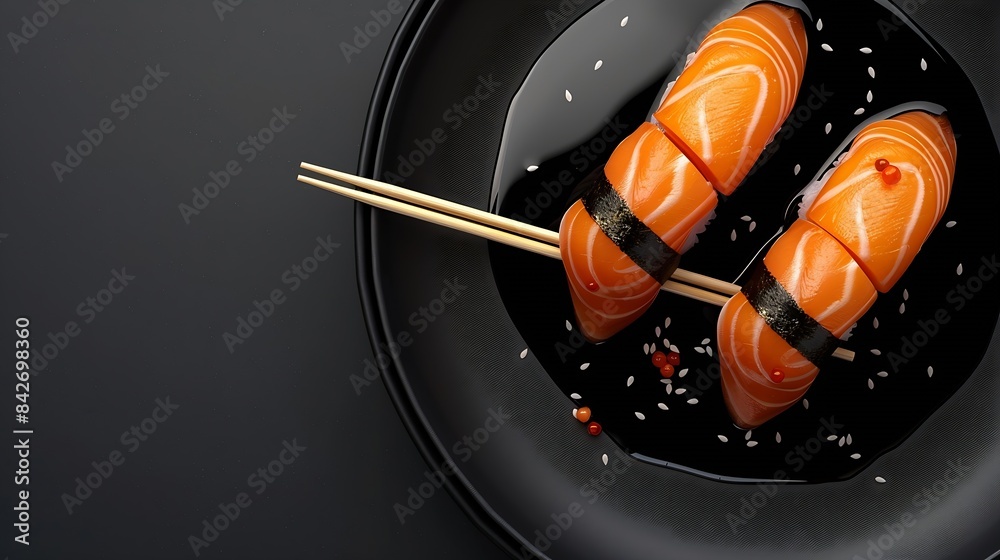 salmon sushi keep chopsticks and dipped into the sauce : Generative AI salmon sushi keep chopsticks and dipped into the sauce : Generative AI