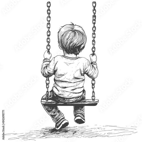 Solitude on a Swing: Sketch of a Boy's Back, Childhood Reverie, Chain Links.
