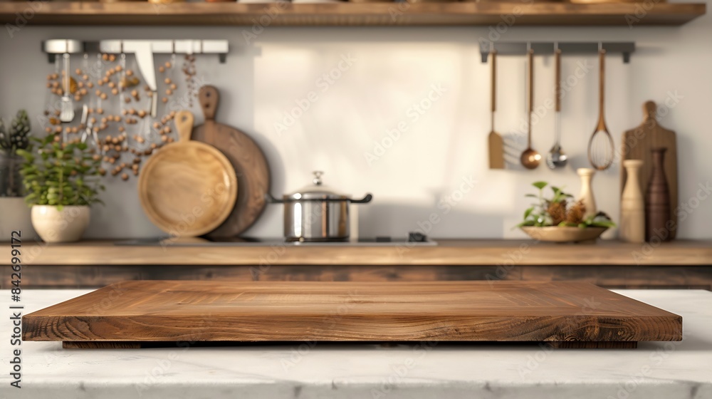 Wooden board empty table background kitchen Japanese style blurred background : Generative AI Wooden board empty table background kitchen Japanese style blurred background : Generative AI