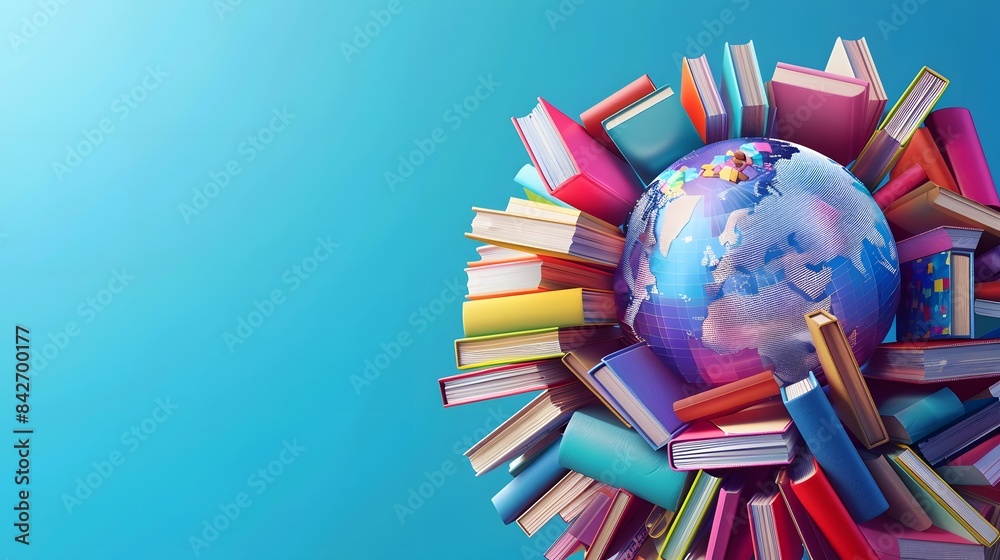 3d world book day illustration copy space 3d world book day illustration copy space