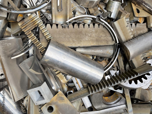Stainless steel scrap in a heap interesting shapes
