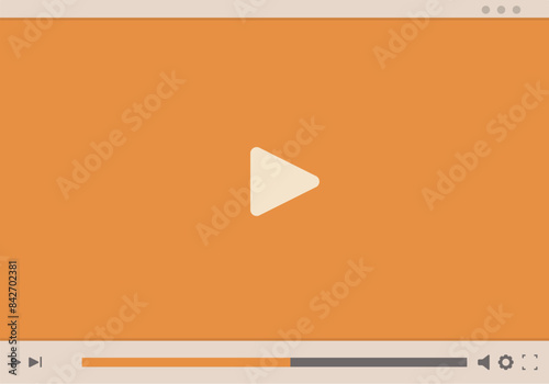 Video player is showing a streaming bar and play button on an orange background