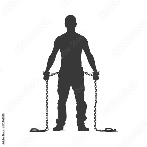 Breaking Chains: Silhouette of a Freed Man, Chains on the Ground.