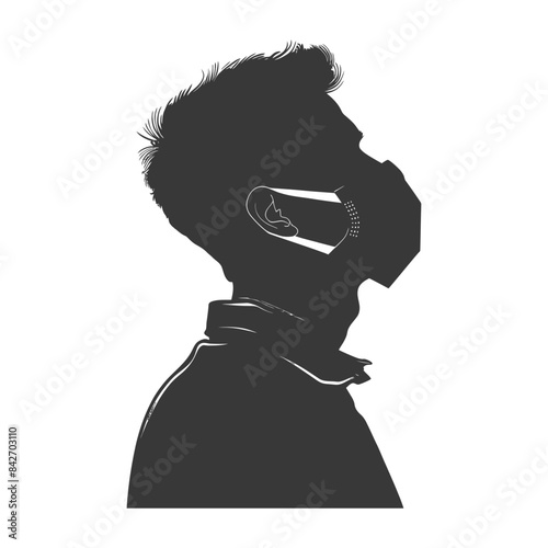 Cyberpunk Silhouette: Man in Futuristic Mask, Dark Profile.