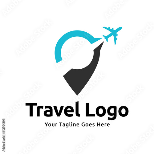 Pin map illustration for travel icon logo design