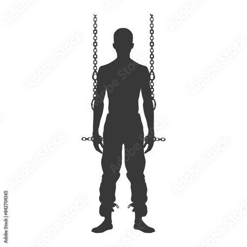 Chained Silhouette: Trapped Figure, Symbolic Restraint, Abstract Concept.