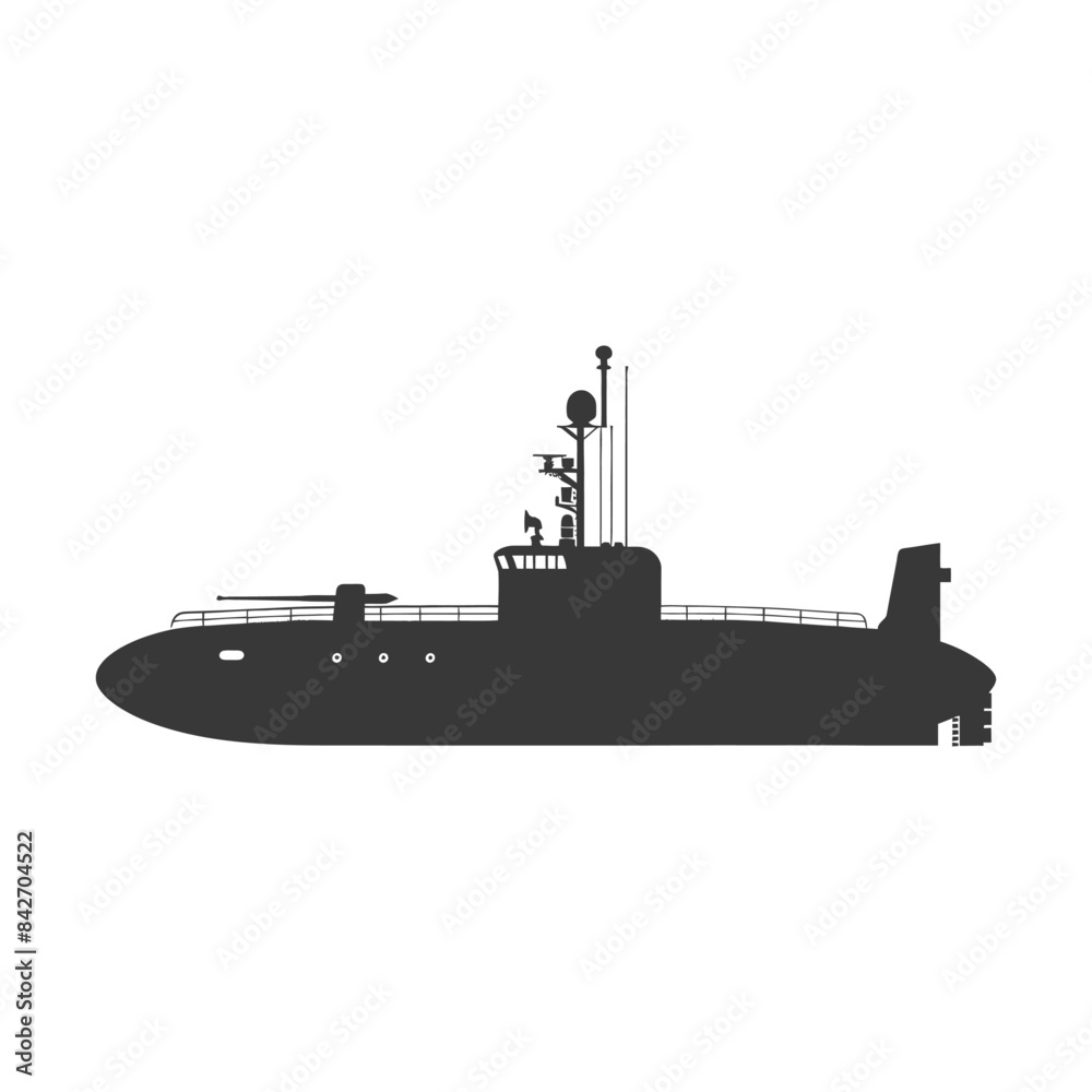 Fototapeta premium silhouette submarine surfaced black color only