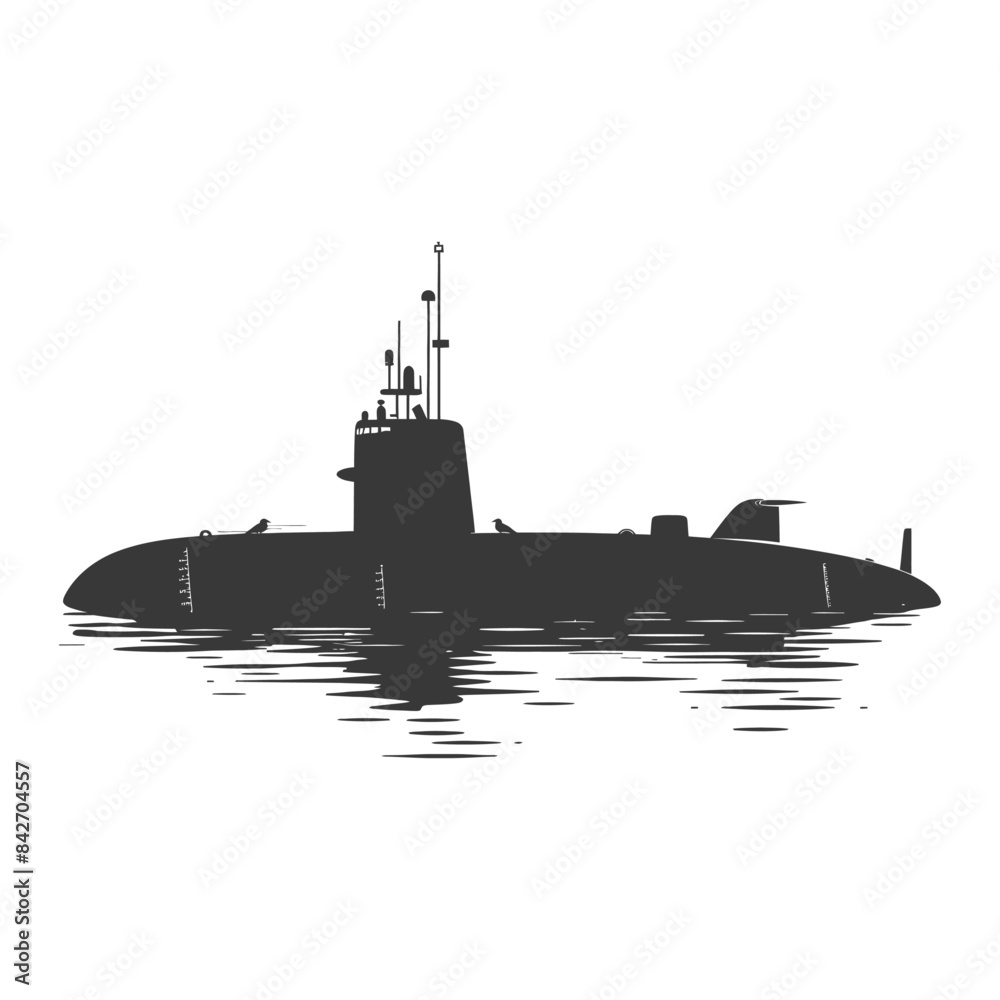 Fototapeta premium silhouette submarine surfaced black color only