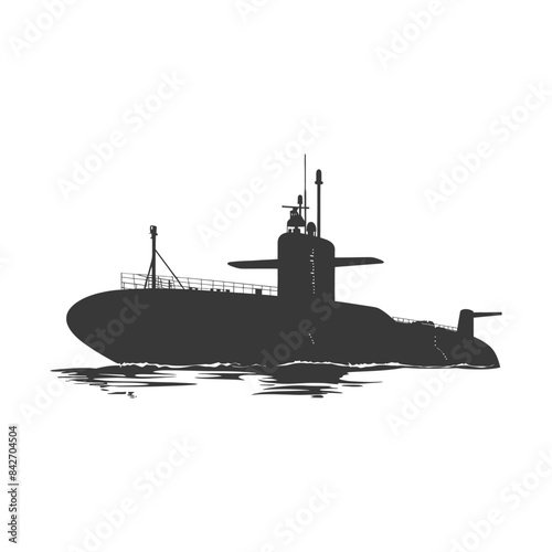Submarine Silhouette: Navy Vessel on the Water, Vector Illustration.