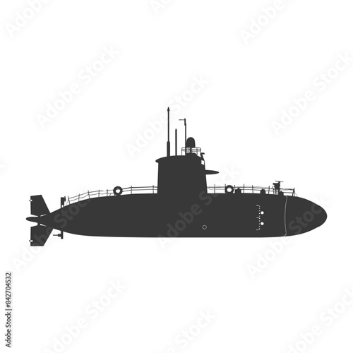 silhouette submarine surfaced black color only