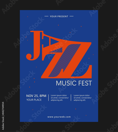 Canvas Print Jazz music poster design template