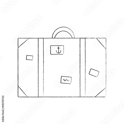 Illustration of a bag. Rest, travel, luggage, handcase, bag. Doodle style icon, vector illustration. photo