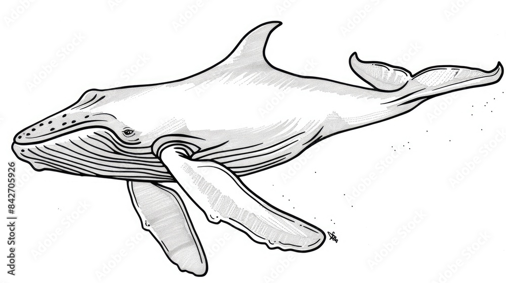 Kindergarten activity tracing and coloring a whale
