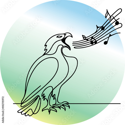 Illustration of a singing eagle