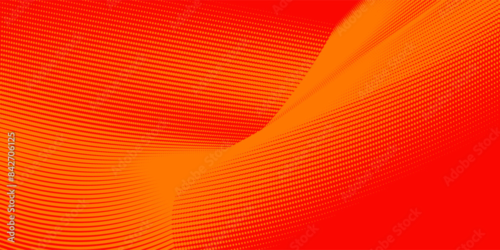 Fototapeta premium Dots halftone orange color pattern gradient texture with technology digital background. Dots pop art comics with summer background.