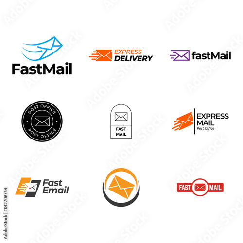 Set of Email Mail Envelope Express Delivery Quick Vector Logo Design