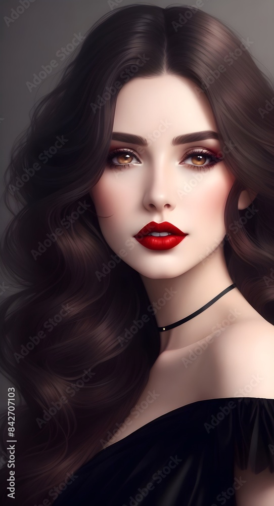 Captivating AI Art: Dark-Haired Woman in Elegant Black Dress, Digital Illustration. Beautiful Digital Portrait of a Woman with Deep Blue Eyes and Luxurious Black Hair – AI Generated Art Captivating AI Art: Dark-Haired Woman in Elegant Black Dress, Digital Illustration. Beautiful Digital Portrait of a Woman with Deep Blue Eyes and Luxurious Black Hair – AI Generated Art