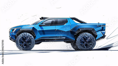 Concept Design Sketches - Retro Futuristic Pickup Truck