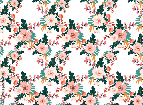 Seamless flower pattern. Colorful floral pattern. Textile print pattern © akn