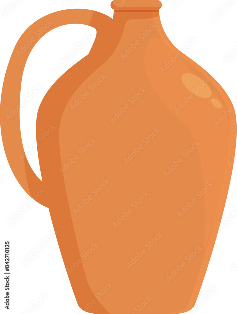Large brown clay pitcher with a handle and a narrow neck standing on a white background Large brown clay pitcher with a handle and a narrow neck standing on a white background