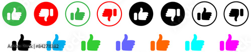 Like icon button. Thumb up and thumb down icon sign. Line flat style. Like, dislike icons. Social media notification icons. Vector illustration