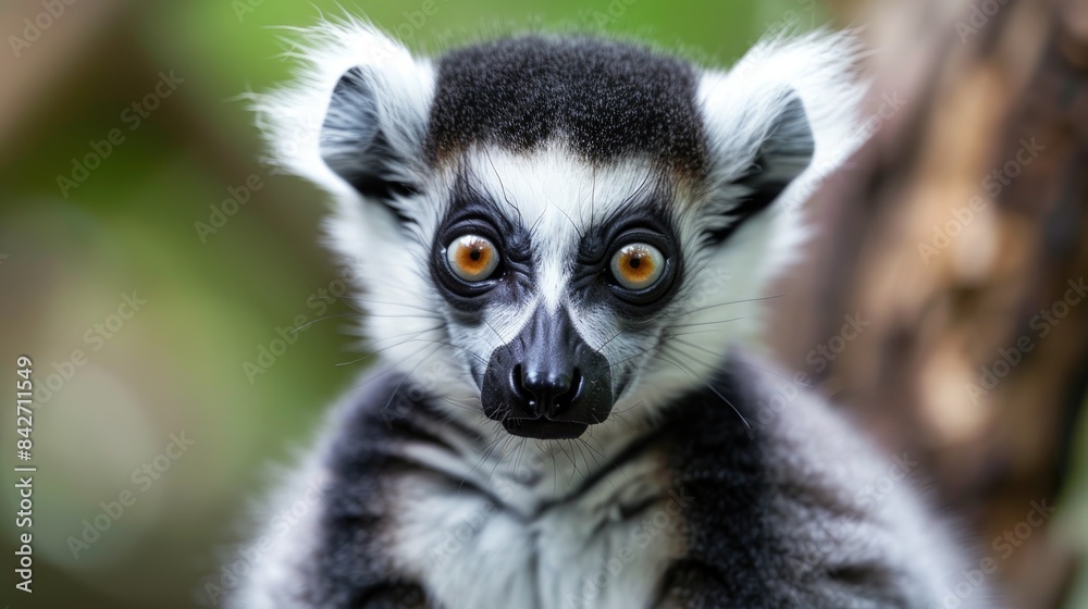 Obraz premium Lemur with Black and White Fur